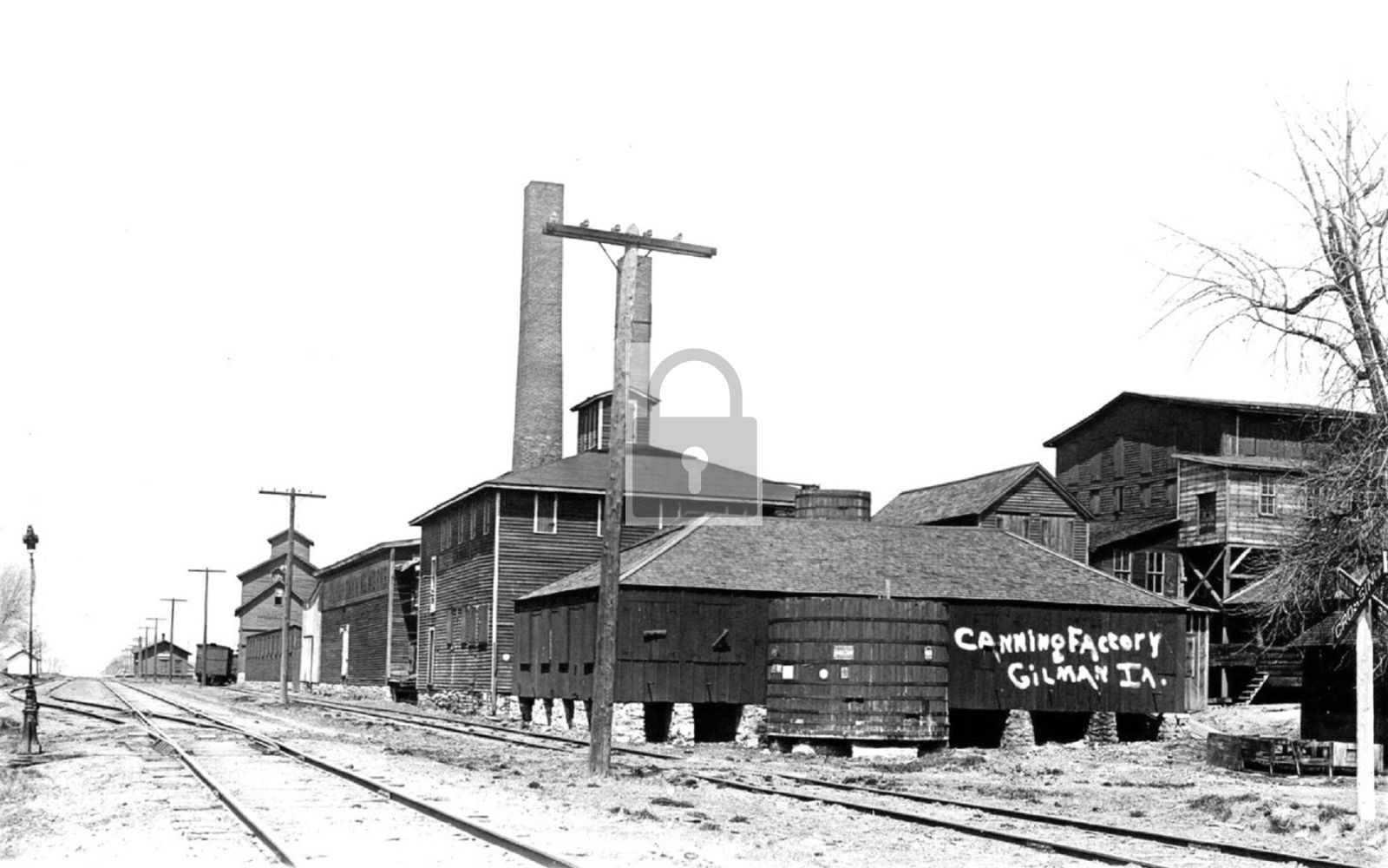 Canning Factory & Minneapolis St. Louis Railroad Depot Gilman Iowa IA – Reprint