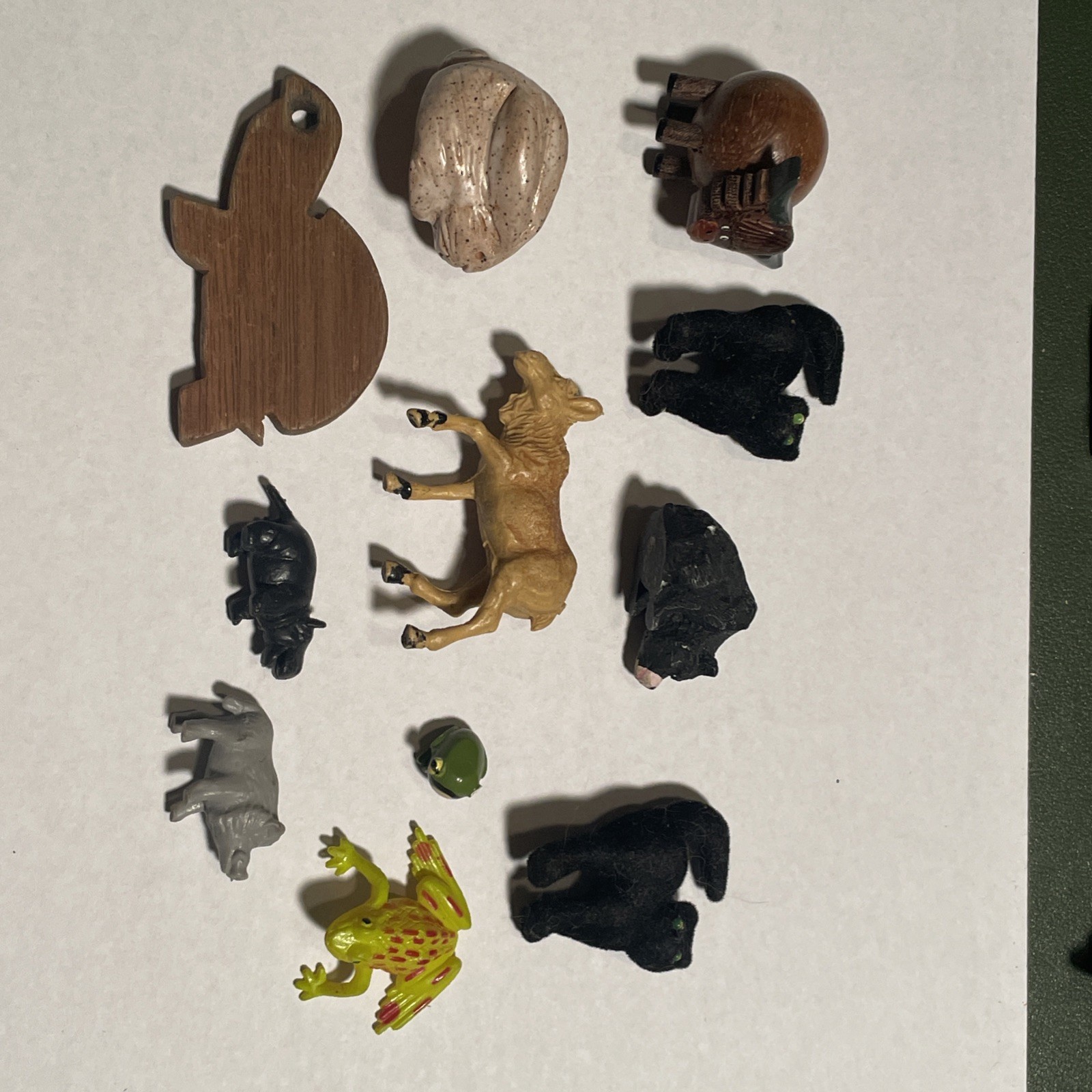 Vintage mixed small animals Miniatures Shadow Box LOT Cats, yak, frog, moose,etc