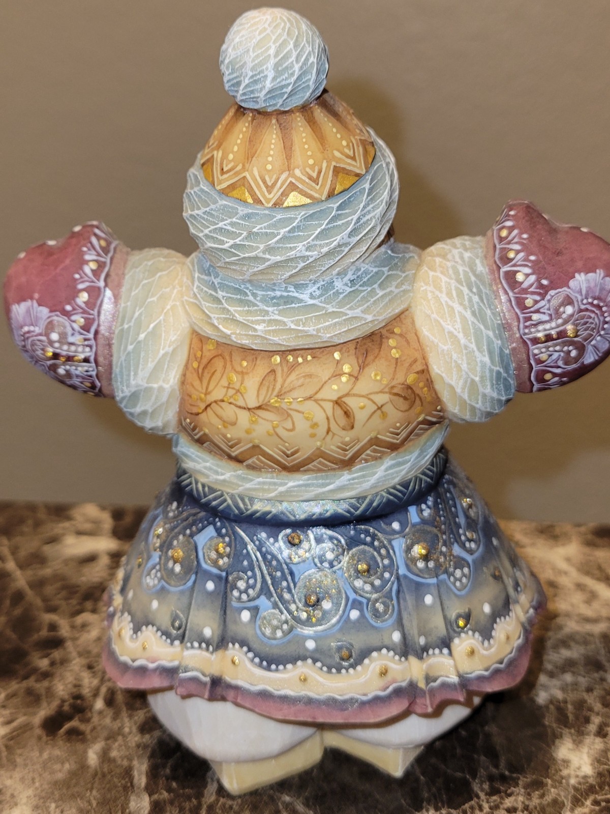 Vintage Debrekht Hand Painted Wooden 2002 The Big Hug Whimsical Snowman Figure
