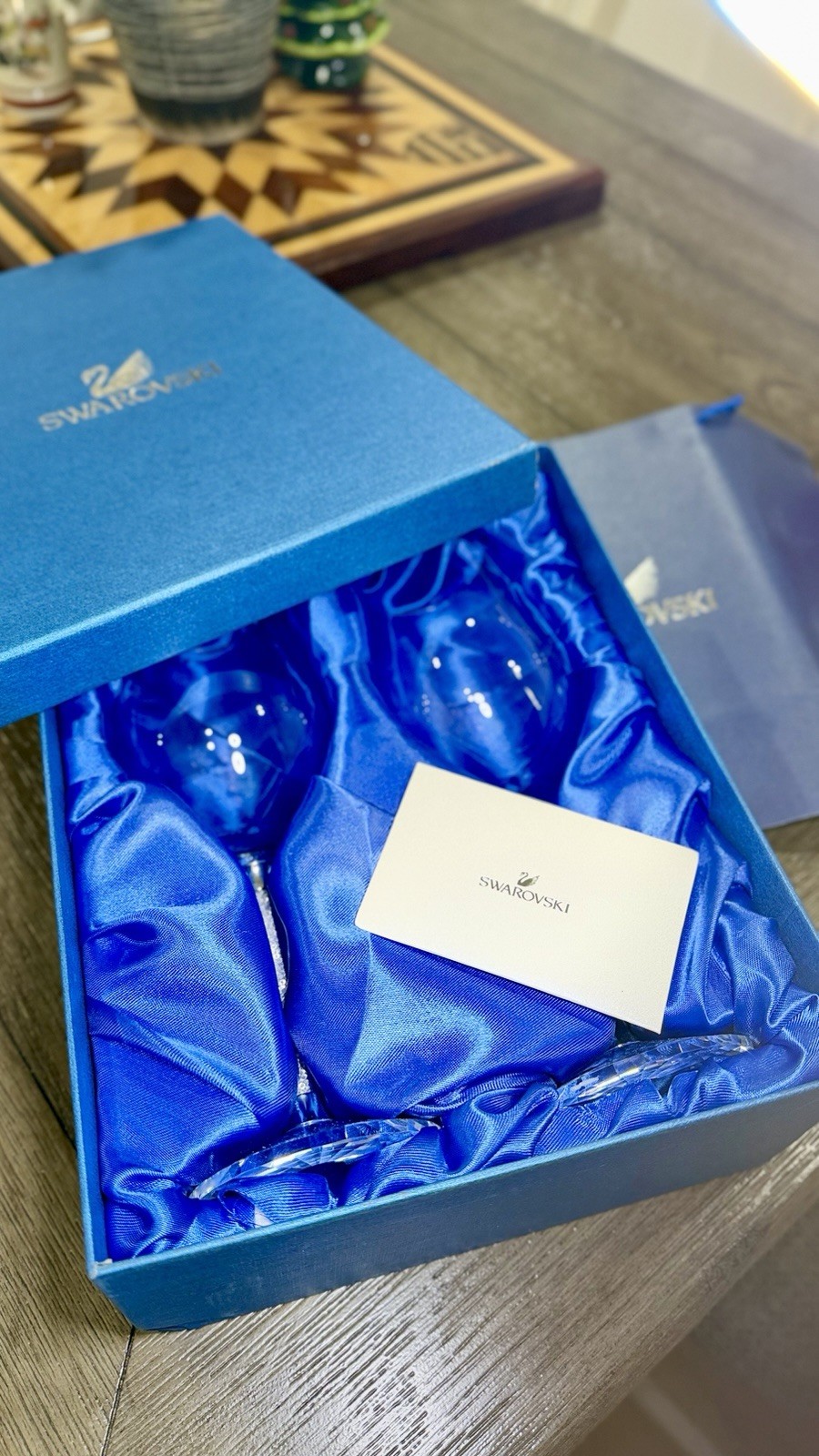 Swarovski Crystal Champagne Flutes Set of 2 with Box and Card