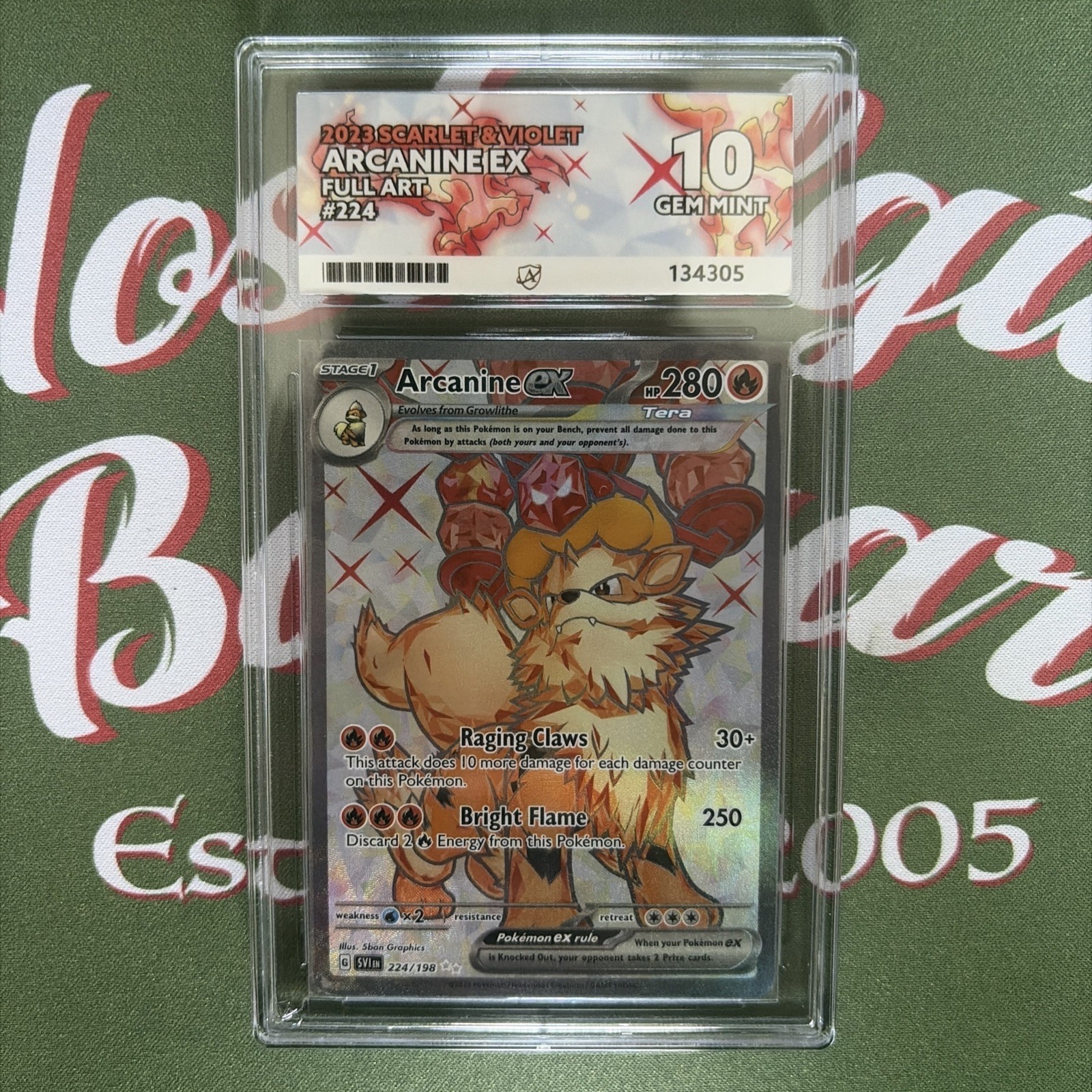 Pokemon TCG – Arcanine EX 224/198 Scarlet Violet – Ace 10 Gem Mint see Pics