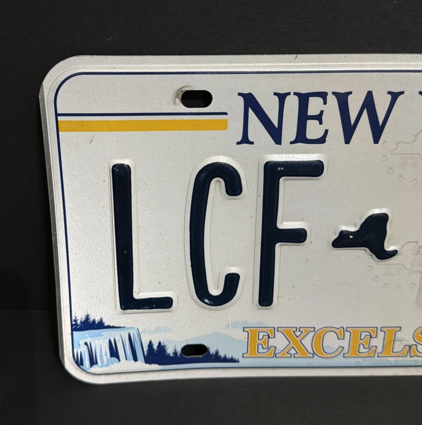 Pair NY New York Excelsior License Plates LCF1123 LCF 1123 Tag 2 Piece Set Blue
