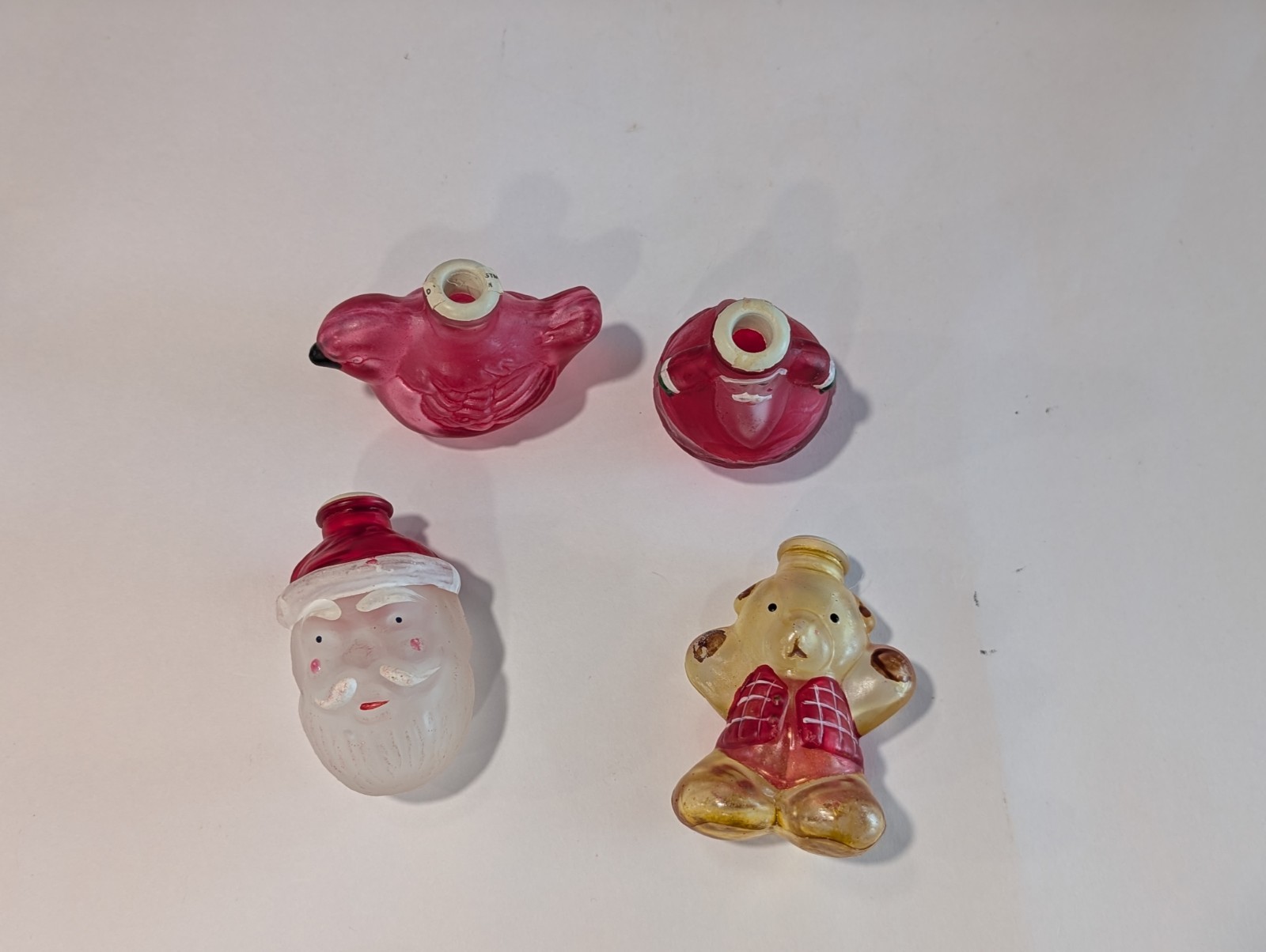 Vntg Old World Christmas 4 Ct Light Covers Including Santas, Teddy Bear And Dove