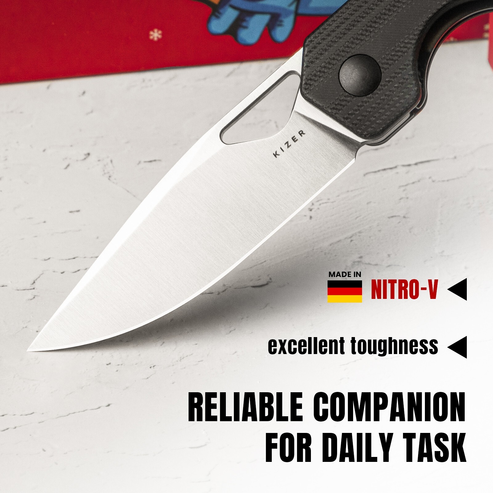 Kizer Mini Militaw Pocket Knife,2.82″ Nitro V Steel Blade Folding Knife V3634SA3