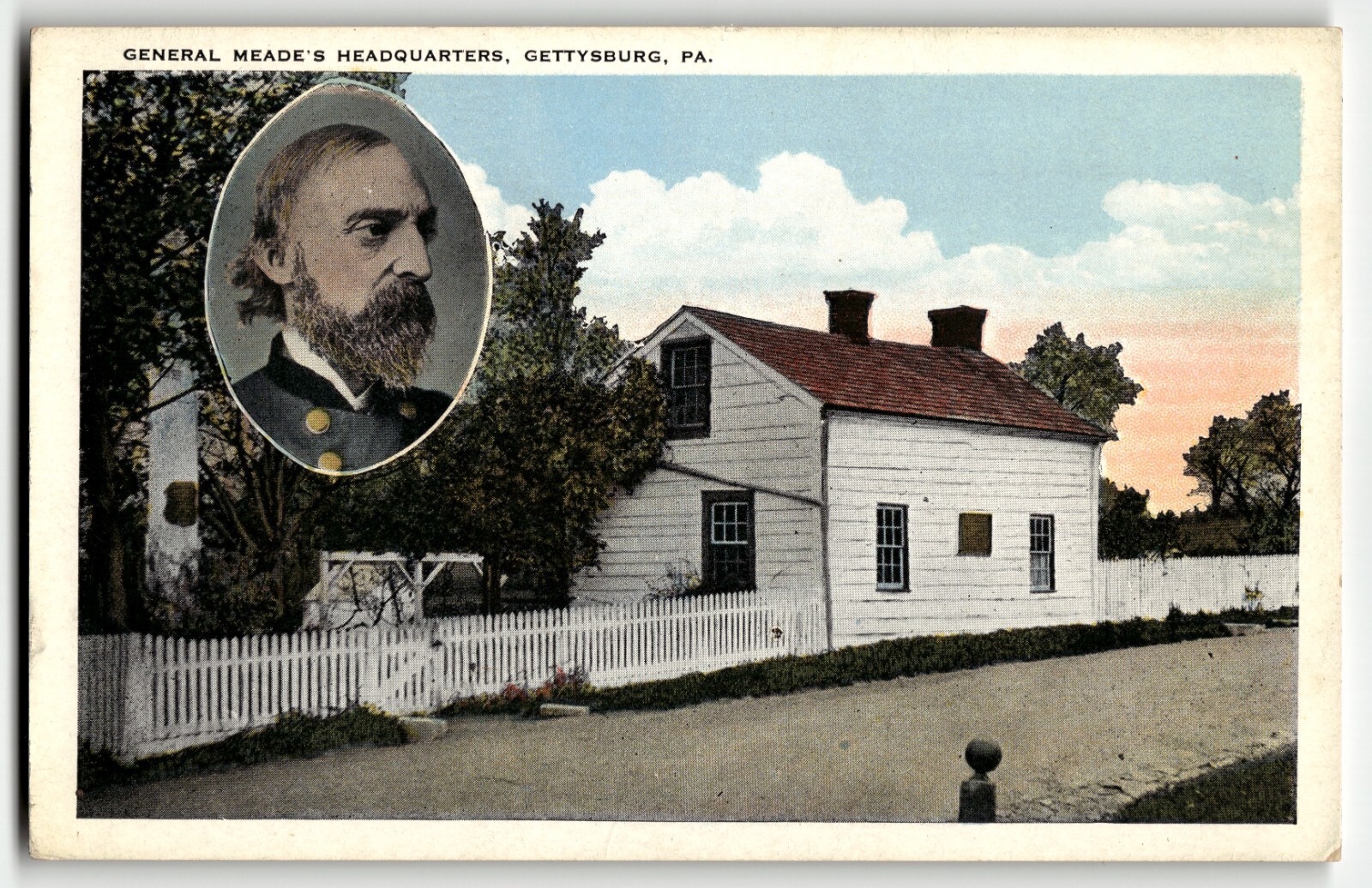 GENERAL MEADE’S HEADQUARTERS GETTYSBURG PA POSTCARD UNUSED TICHNOR QUALITY VIEWS