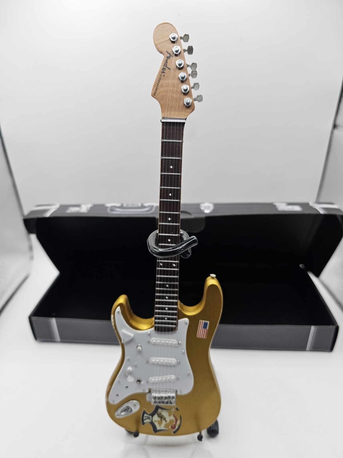 Dick Dale Beast Gold Left Handed Fender Strat Mini Guitar w/ Stand NEW Axe Heave