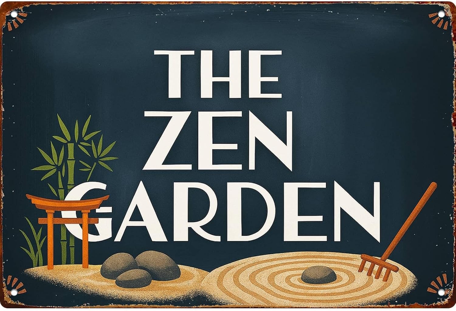 The Zen Garden Japanese Style Meditation Garden Funny Tin Metal Signs Home Décor