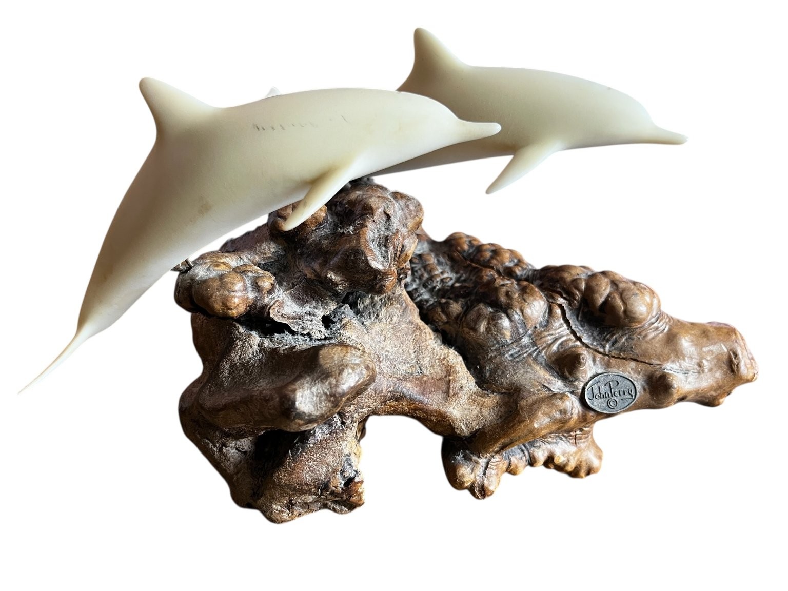 John Perry Dolphin Figurine Resin Sculpture Marine Animals Decor 11×7″