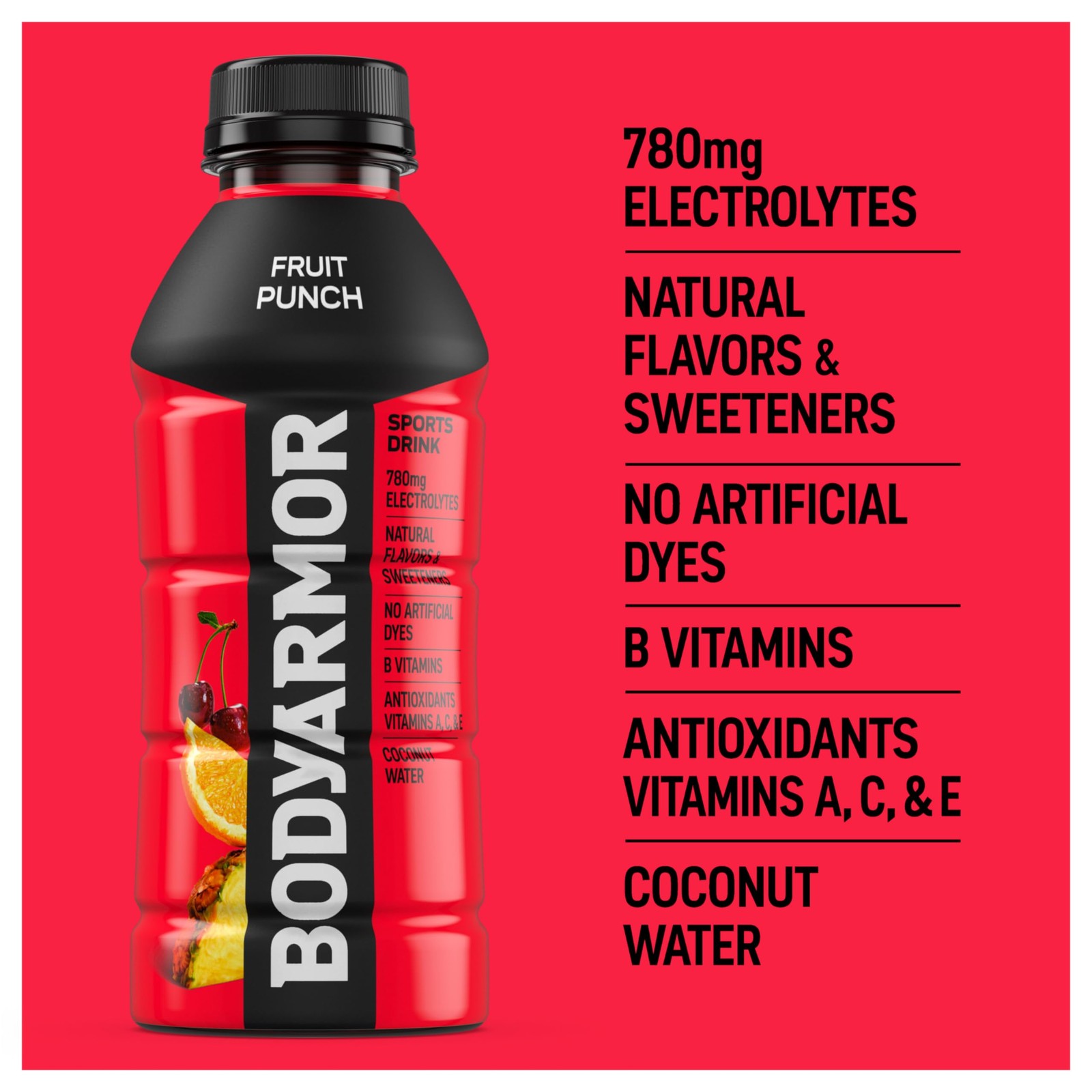 BODYARMOR Sports Drink, Fruit Punch, Electrolyte Drink Hydration, 16 Fl Oz Bo…