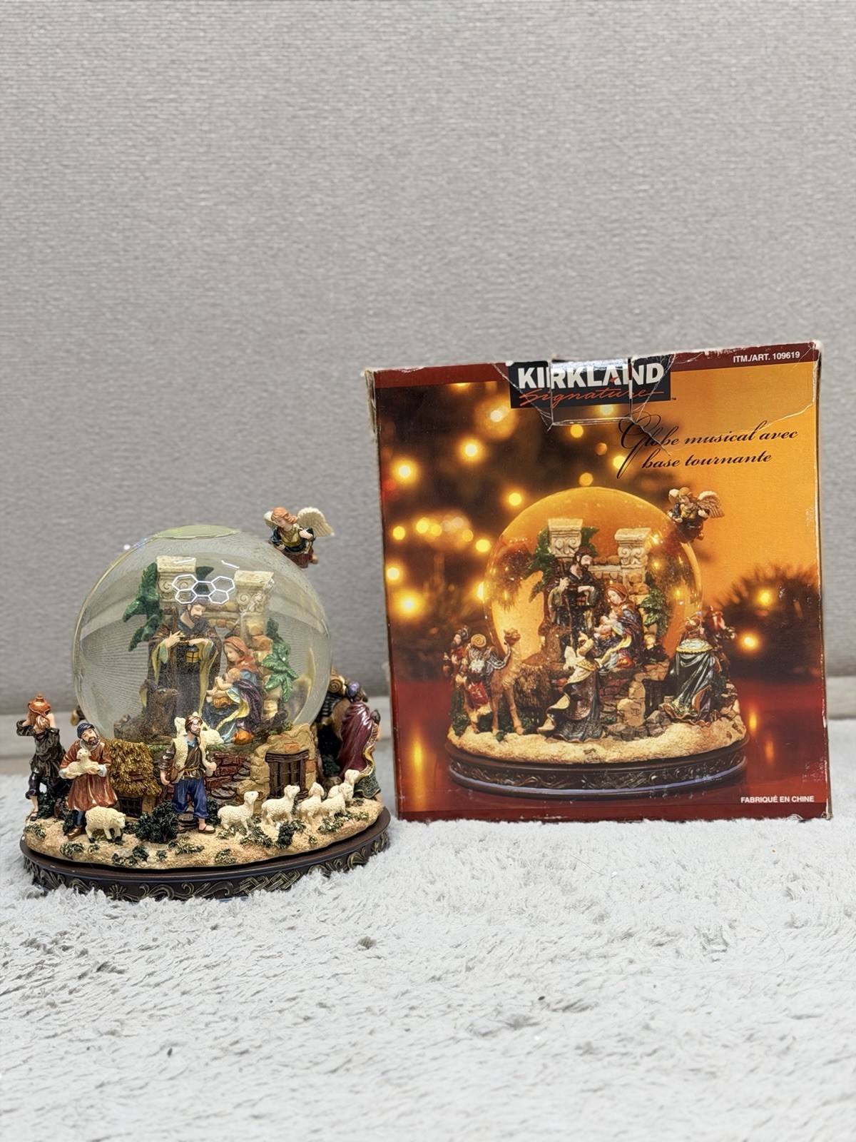 Kirkland Signature Musical Rotating Nativity Snow Globe 8in Large Multicolor