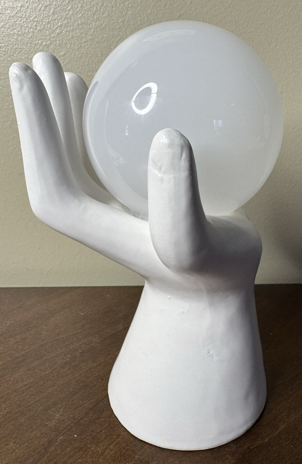 Modern Hand Globe Lamp White Orb Mood Light Sculptural Table Lamp Art Decor