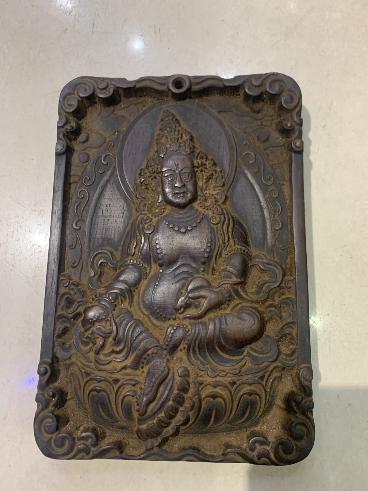 8.7 Inches Rare Tibetan Old Wood Hand Carved *Dhanada* TangKa !!!!
