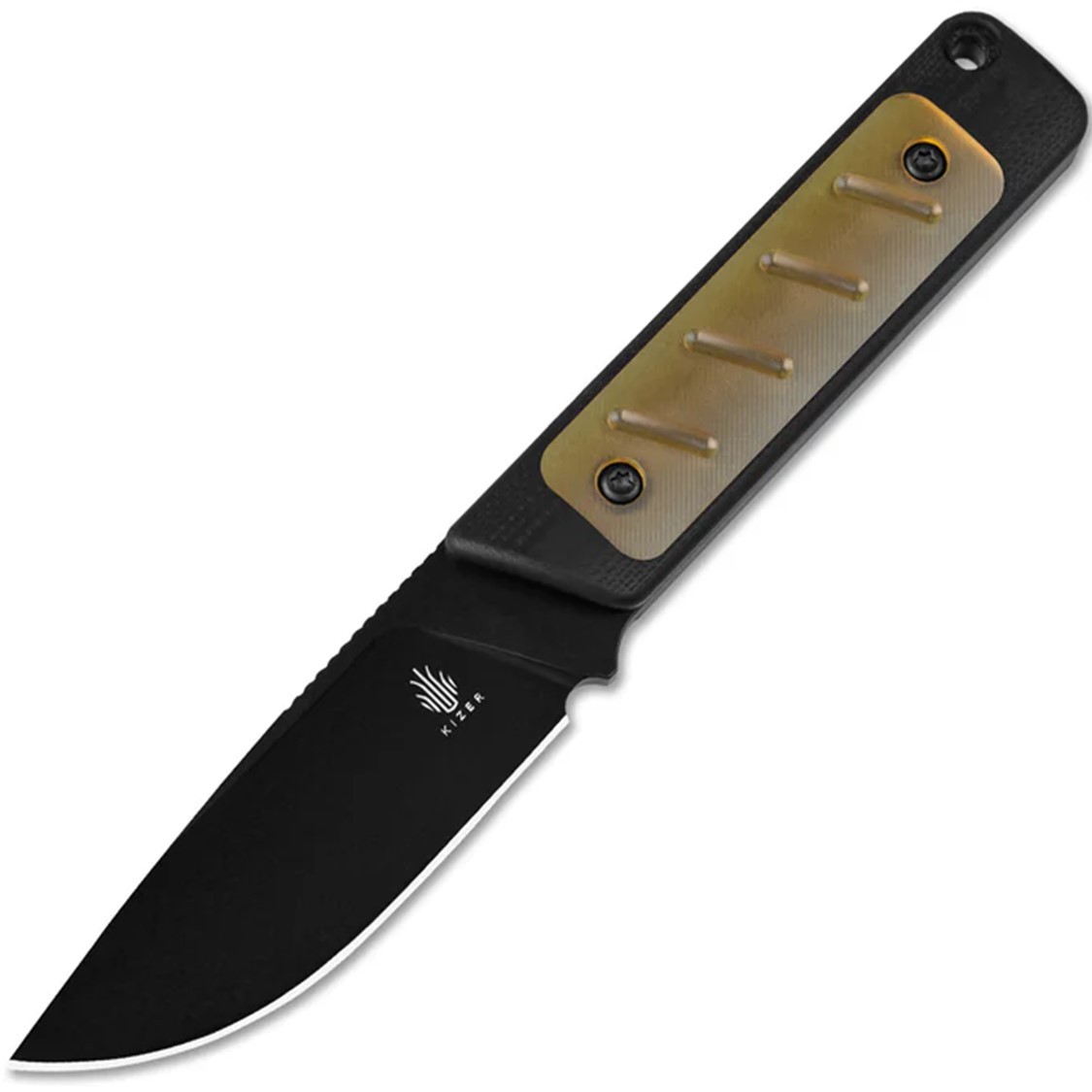 Kizer Cutlery Smolt Black G10 & PEI Ultem D2 Steel Fixed Blade Knife 1063A4