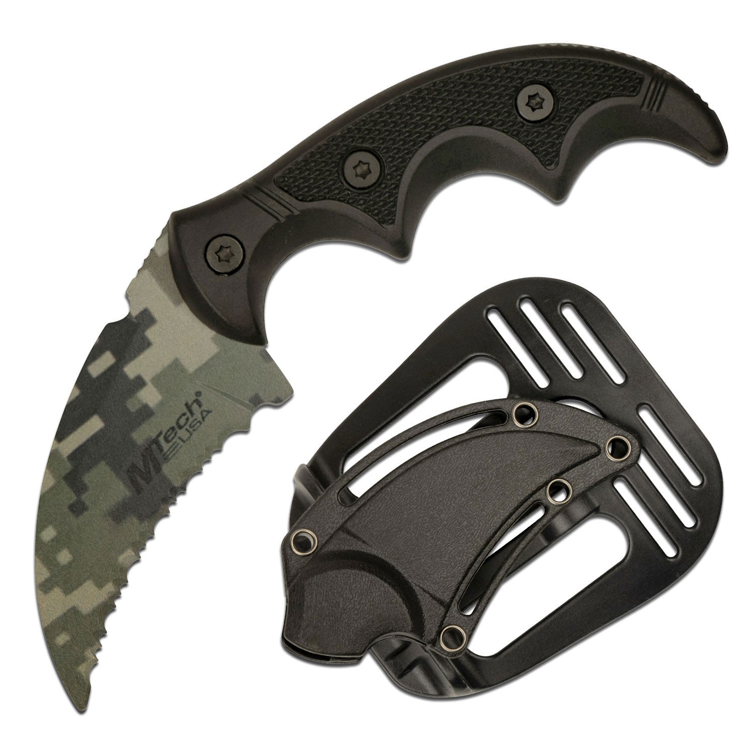 5.25″ MTech USA Fixed Blade Knife w/Molded Nylon Fiber Handle & Molded Sheath