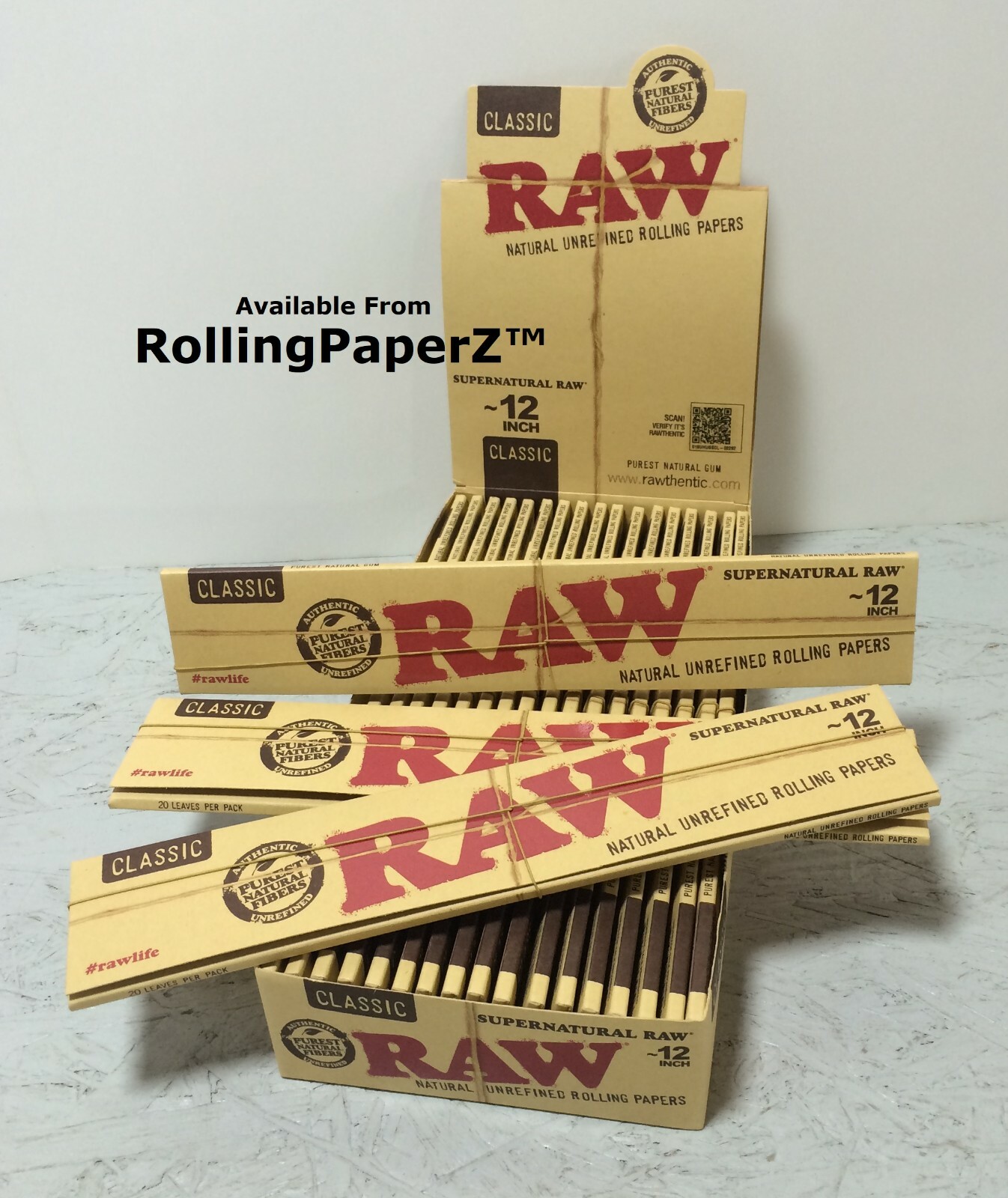 RAW Classic Supernatural Rolling Paper – 3 PACKS – 12 Inch 20 Leaves Per Pack