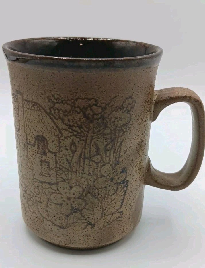 Vintage Scottish DUNOON Stoneware Country Cottage Mug Brown Tan Speckled