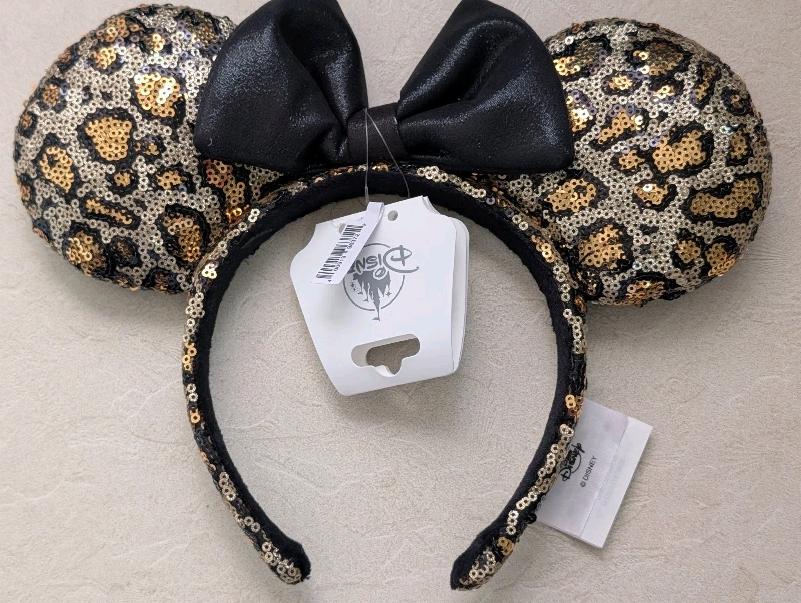 Disney Parks Animal Kingdom Leopard Print Sequin Minnie Ears Headband New
