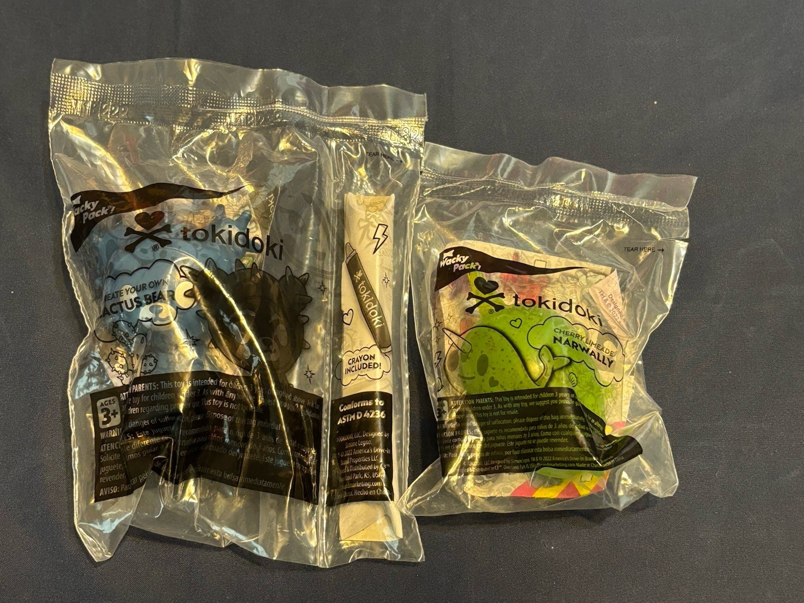 TOKIDOKI SONIC WACKY PACK 2022 CHERRY LIMEADE NARWALLY & CYO CACTUS BEAR FIGURES