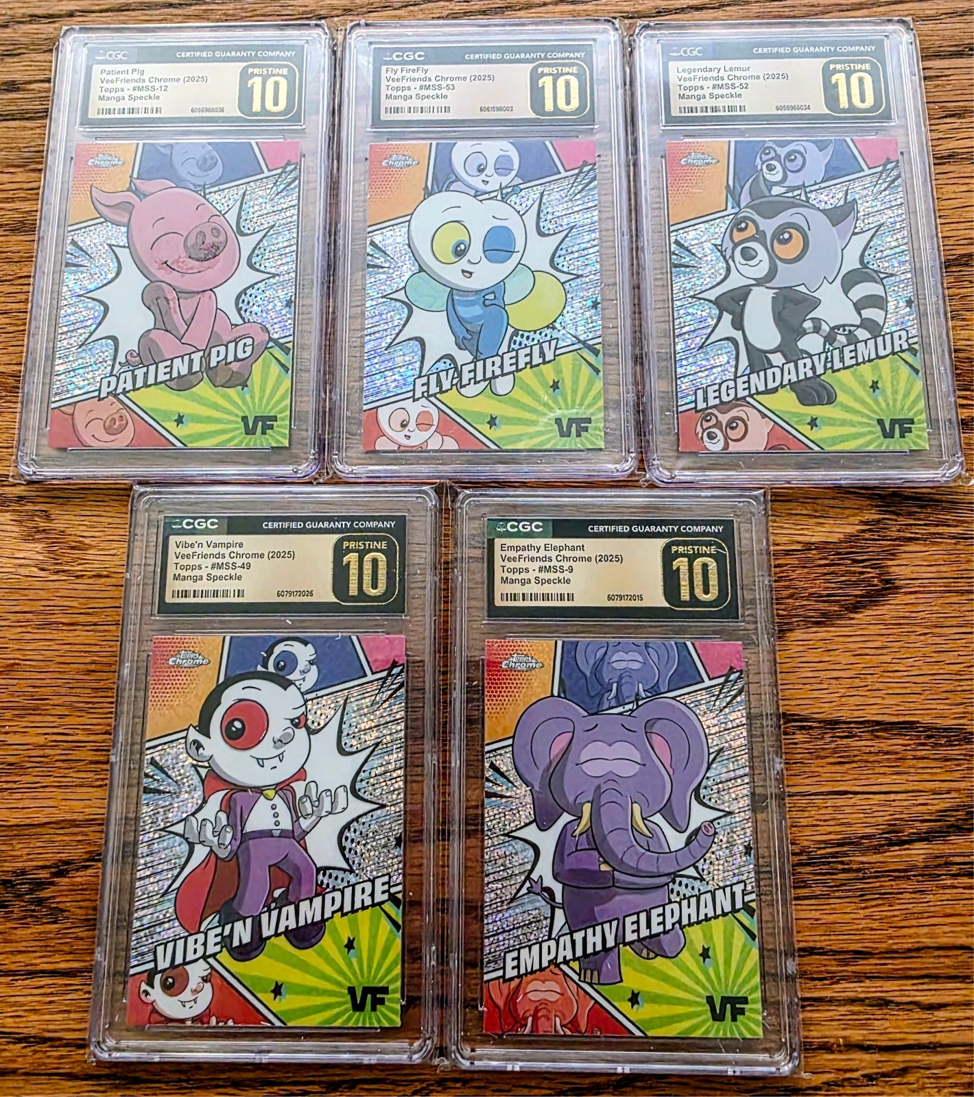 Veefriends 2025 Topps Chrome CGC Pristine 10 Lot Empathy Elephant, Vibe’n…