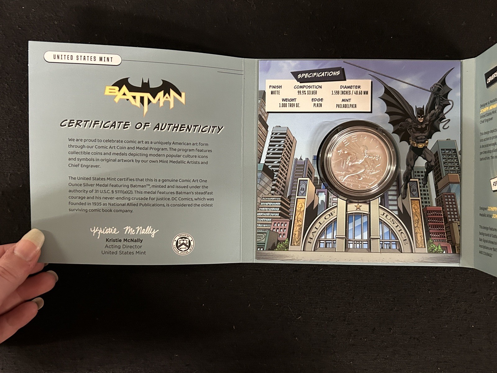 BATMAN Liberty silver coin 2025 DC Comics / US Mint in package capsule unopened!
