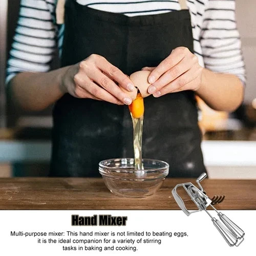 Egg Beater Manual Crank Hand Mixer Blender Stainless Steel Kitchen Tool
