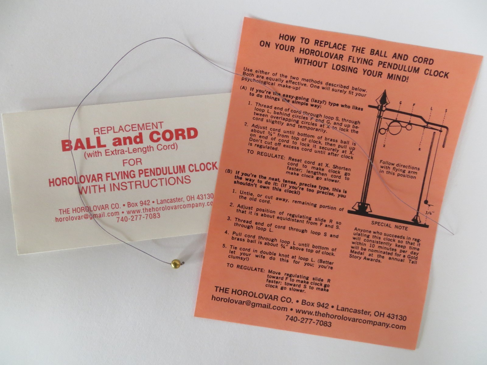 Horolovar Ball & Cord for the Horolovar Flying Pendulum Clock – Ignatz