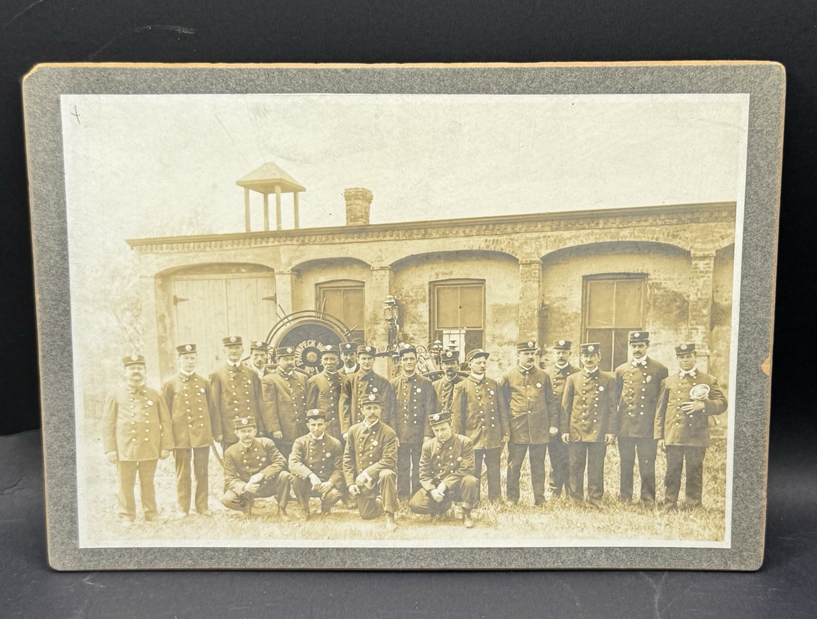 2 Antique Photos Firefighters Barracks Identified Paunpeck Hose Co. No 1 NJ