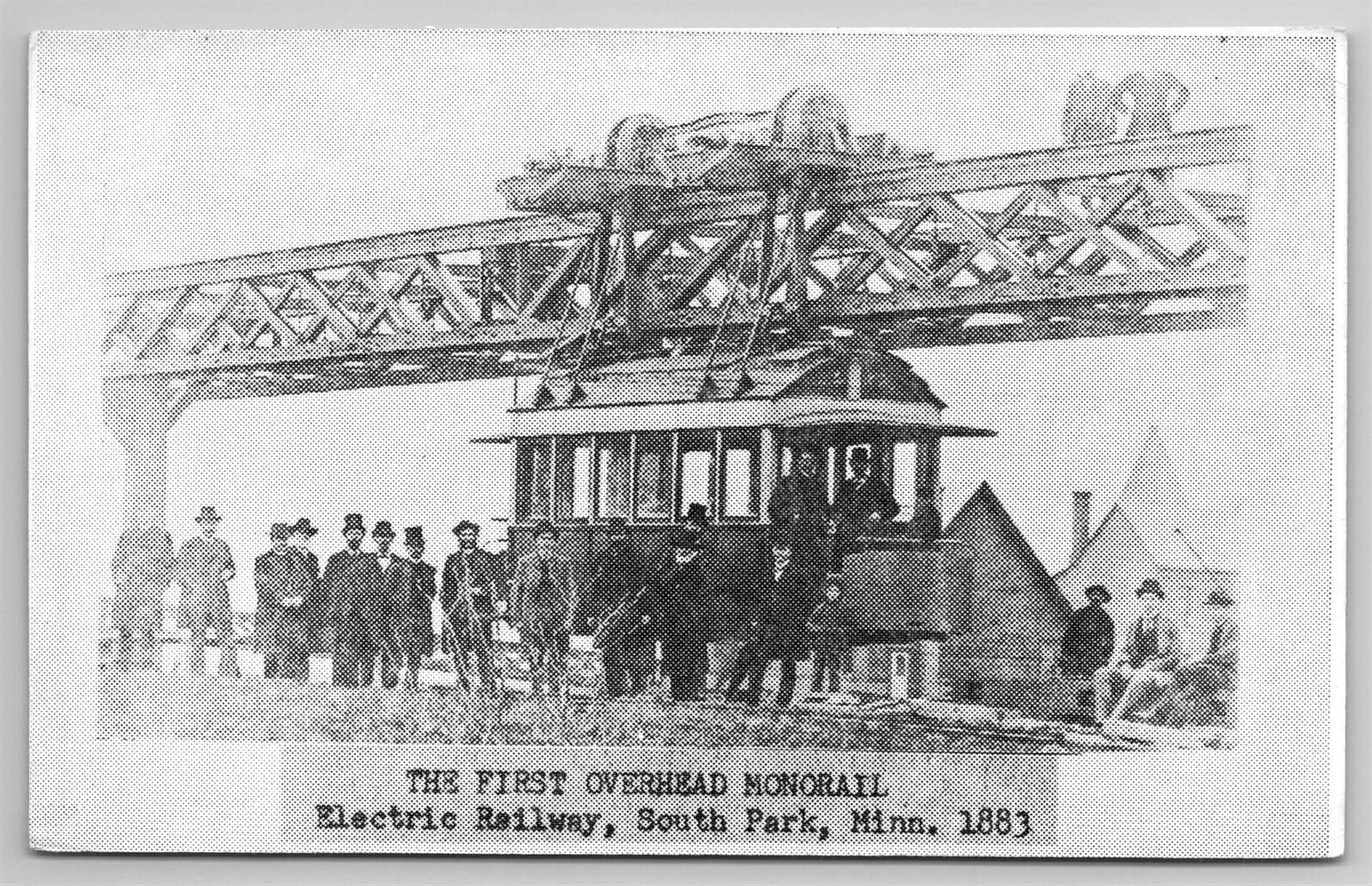 The First Overhead Monorail Electric Railway South Park Minn 1883 Postcard M18