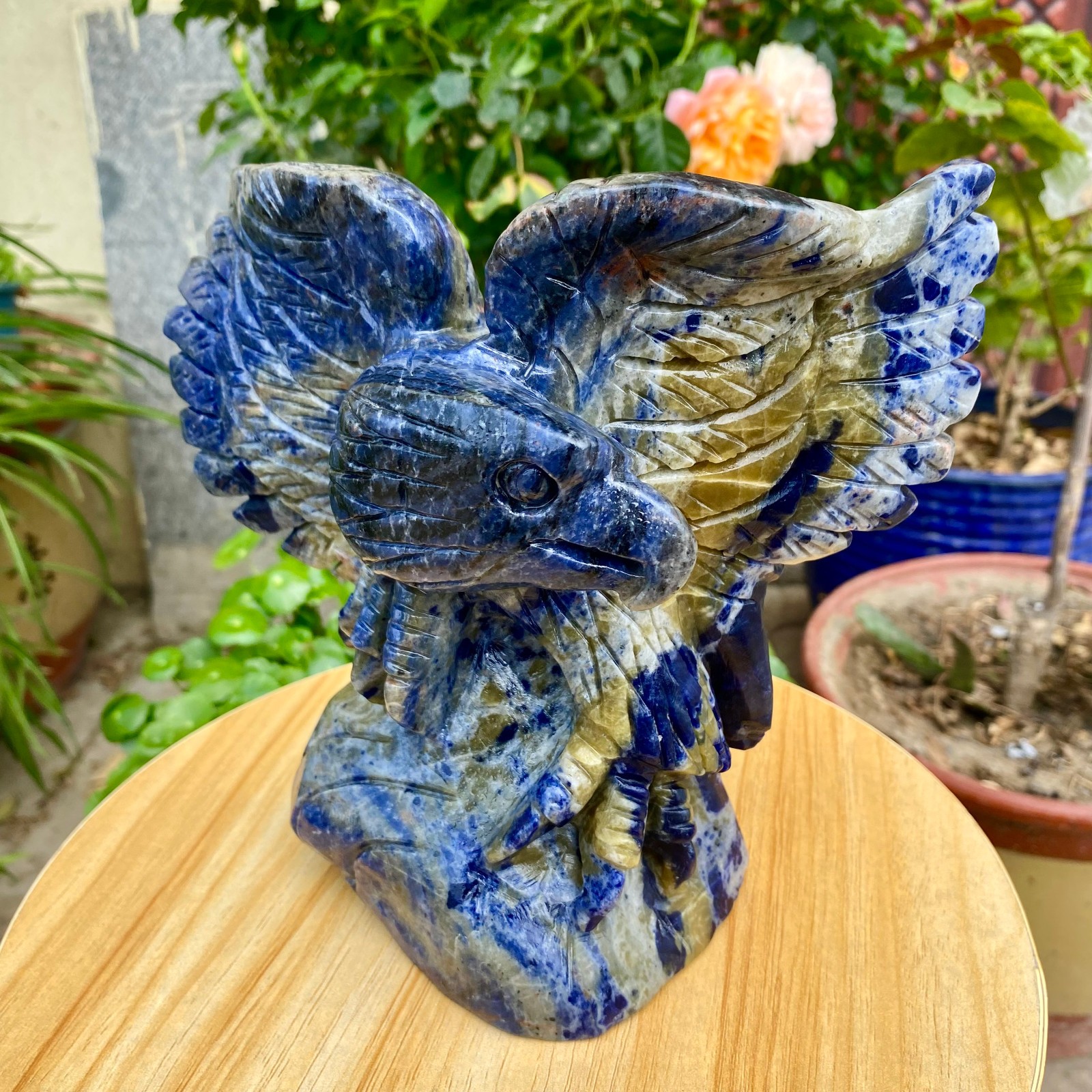 4.9LB Hand Carved Blue Agate Eagle Natural Crystal Animal Sculpture