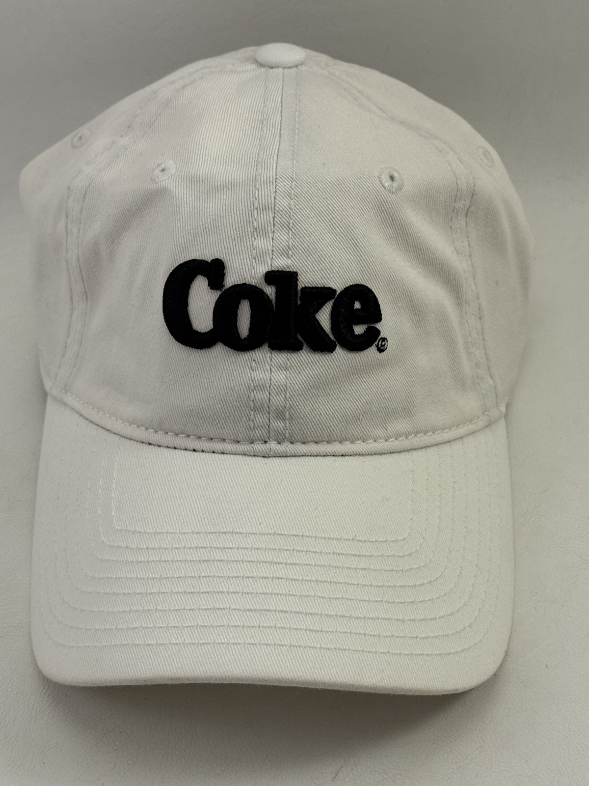New COCA-COLA Baseball Cap Strap Back Sz One Size Bright White Black Logo