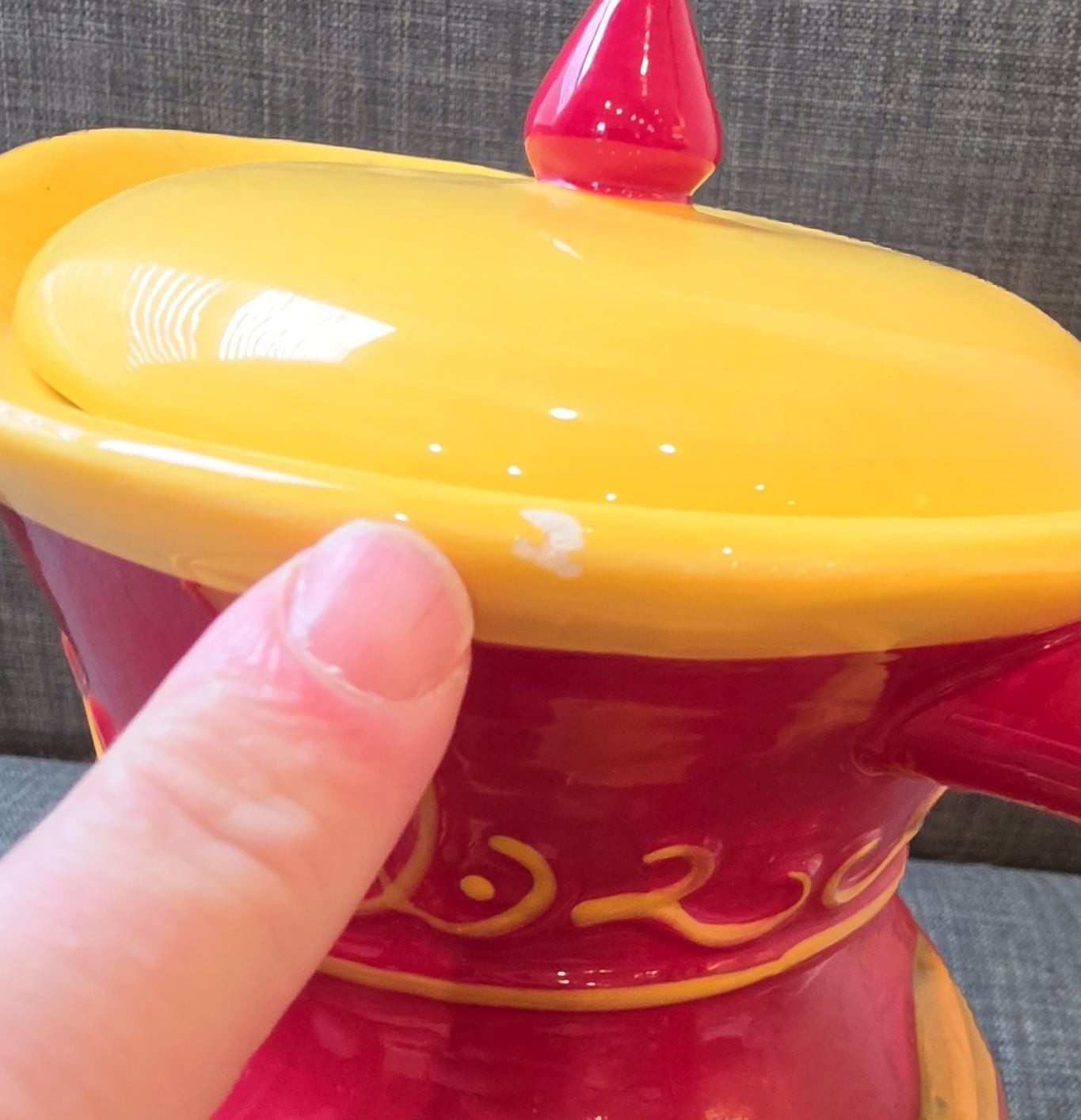 Nonni’s Biscotti Hand Painted Embossed Apple Ceramic Pitcher with Lid