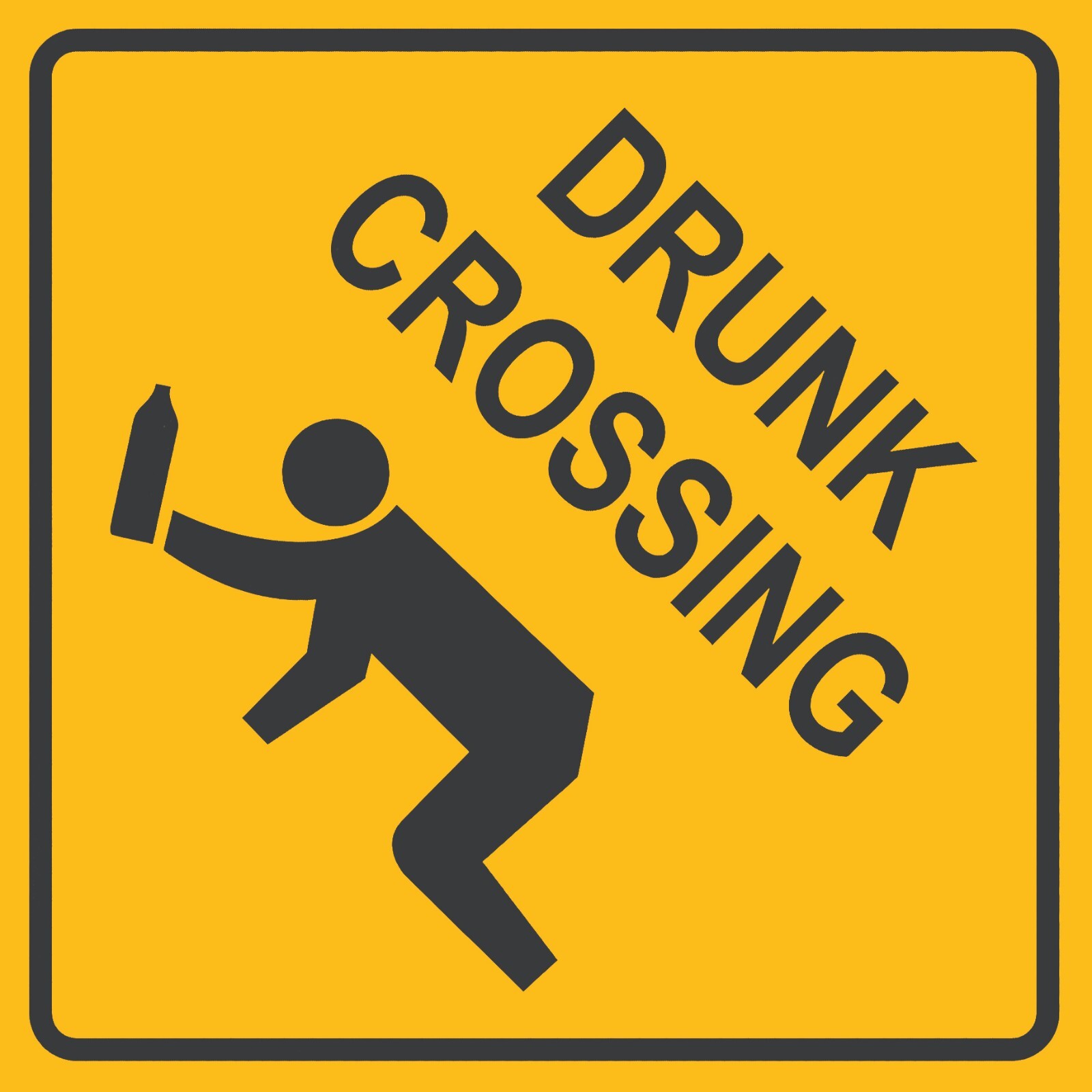 Drunk Crossing Sign Aluminum Placard bar metal sign 12″x12″