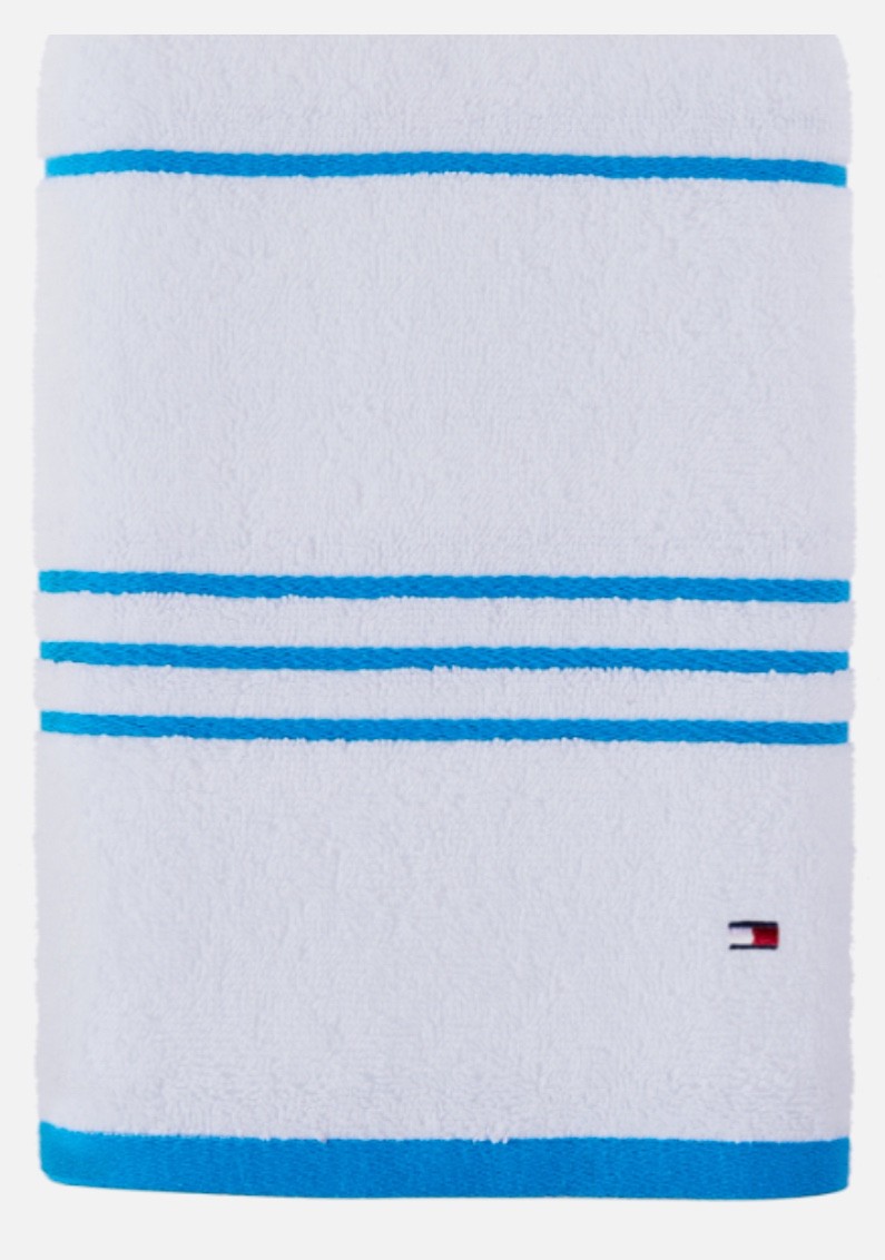 Tommy Hilfiger Modern American White Blue Stripe Big 30″ X 54″ Cotton Bath Towel