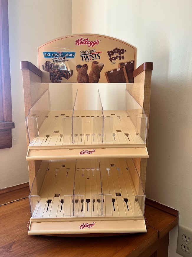 Vintage Kellogg’s Cereal, Snack, 2 Tier Grocery Restaurant Mini Box Display Rack