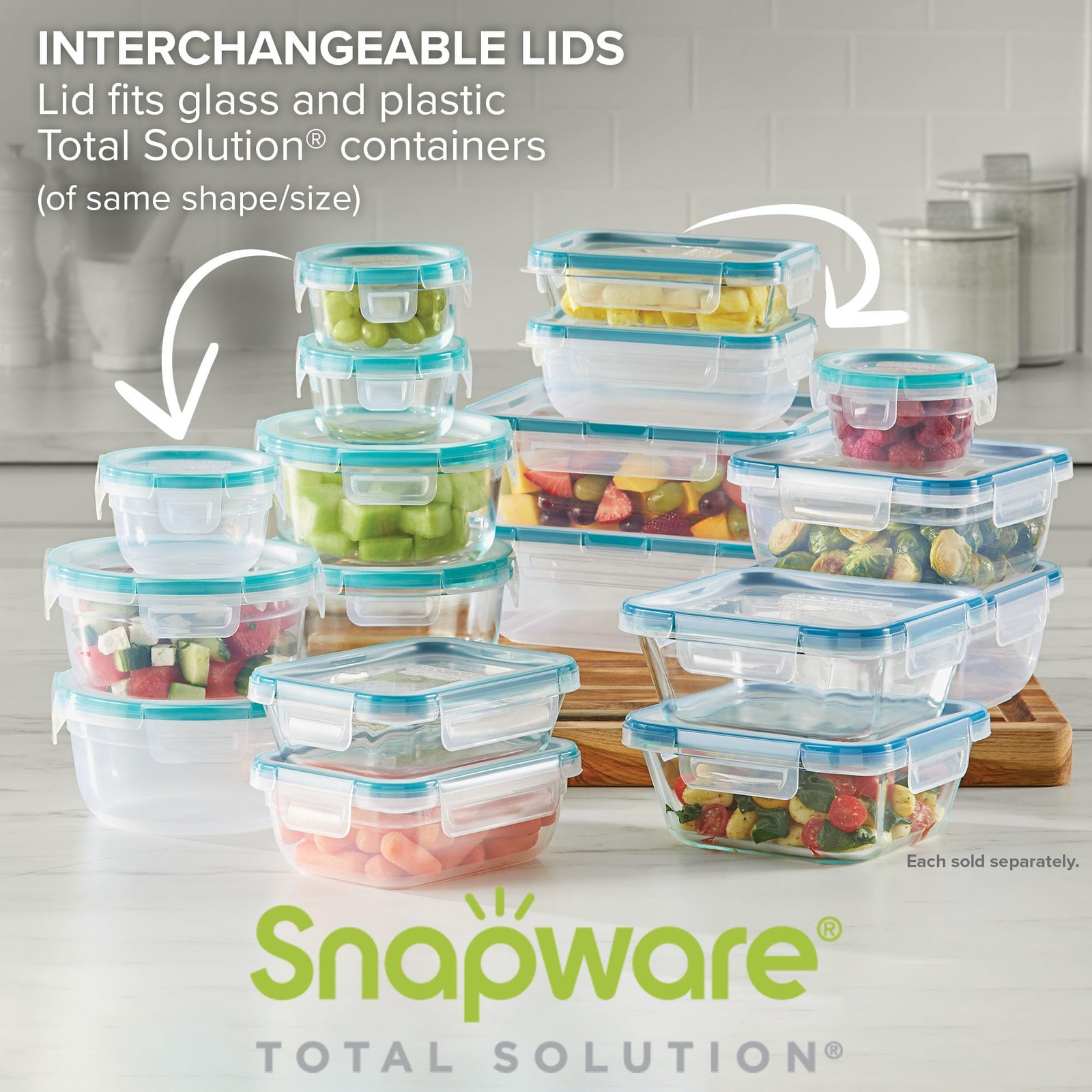 Snapware Plastic Total Solution 3-Pack (8.5-Cup) Food Storage 3 Pack, Clear