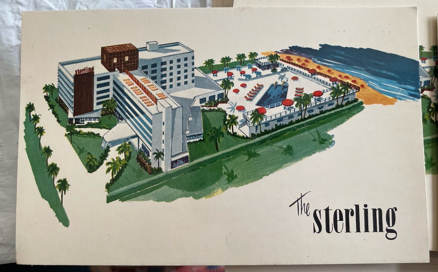 VINTAGE The Sterling Hotel, Miami Beach Florida FL Postcard MCM