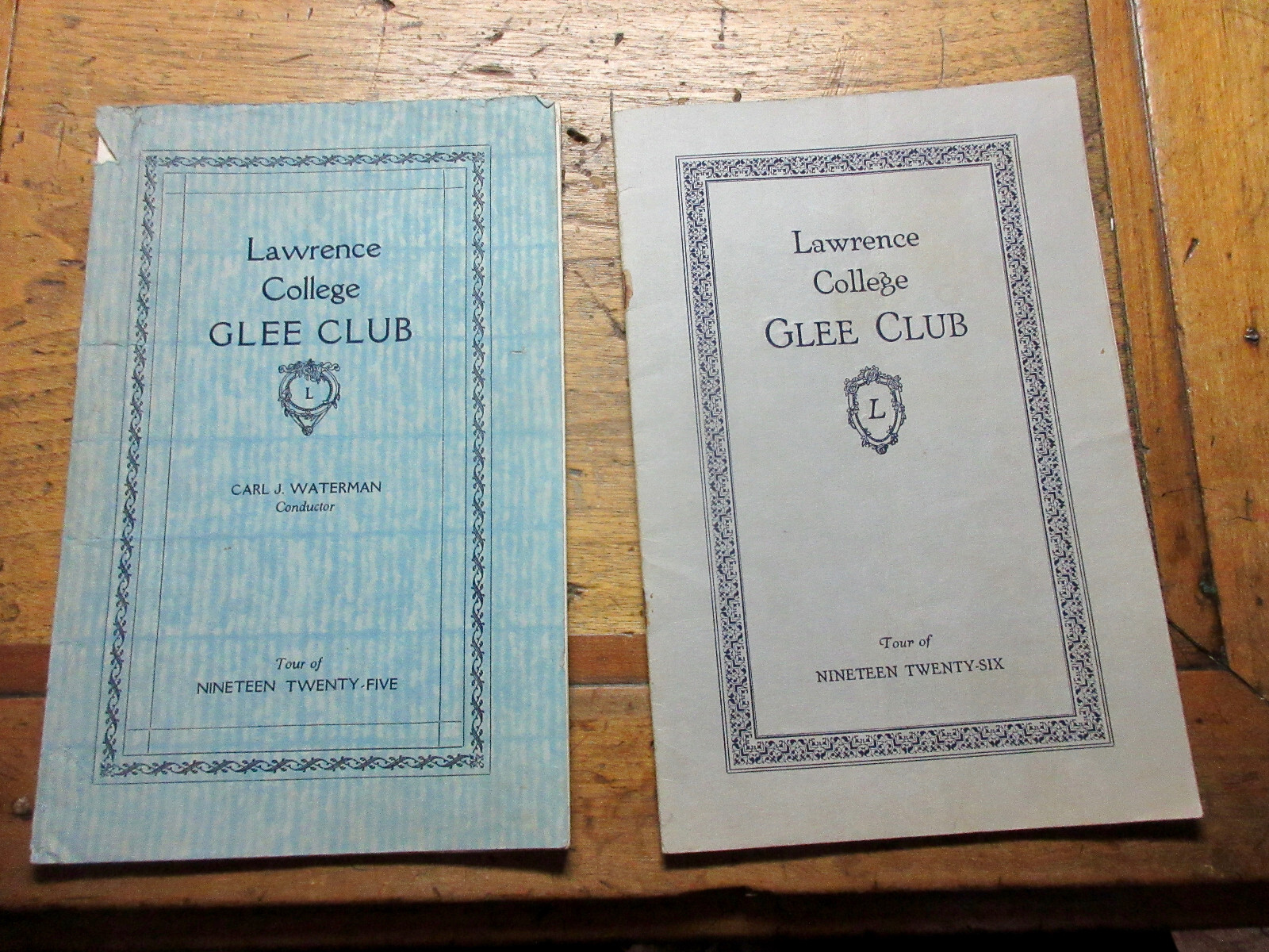 2 Lawrence College GLEE CLUB Appleton Wisconsin College Songbooks 1925 1926