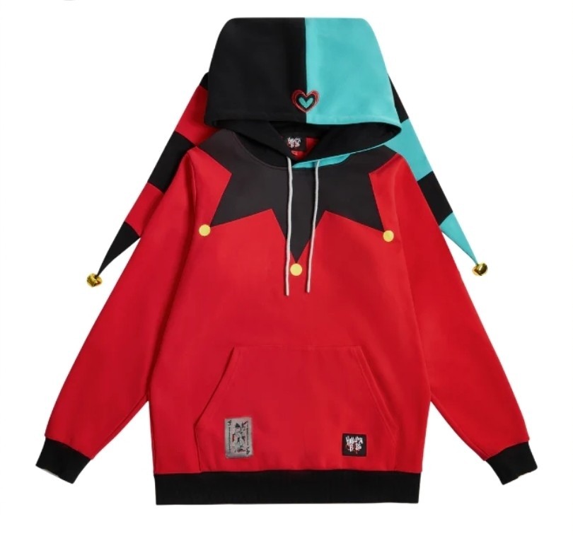 FIZZ JESTER HOODIE Stylish Occult Large Fizzarolli Helluva Boss w/ Jingle Bells