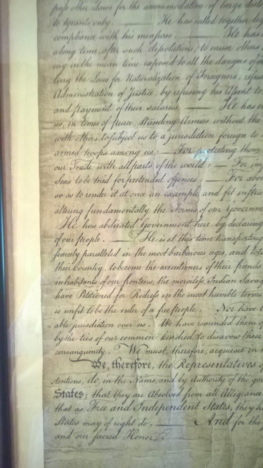 Lithograph Declaration of Independence printed 1942 by Theo Ohman Maiers bakery
