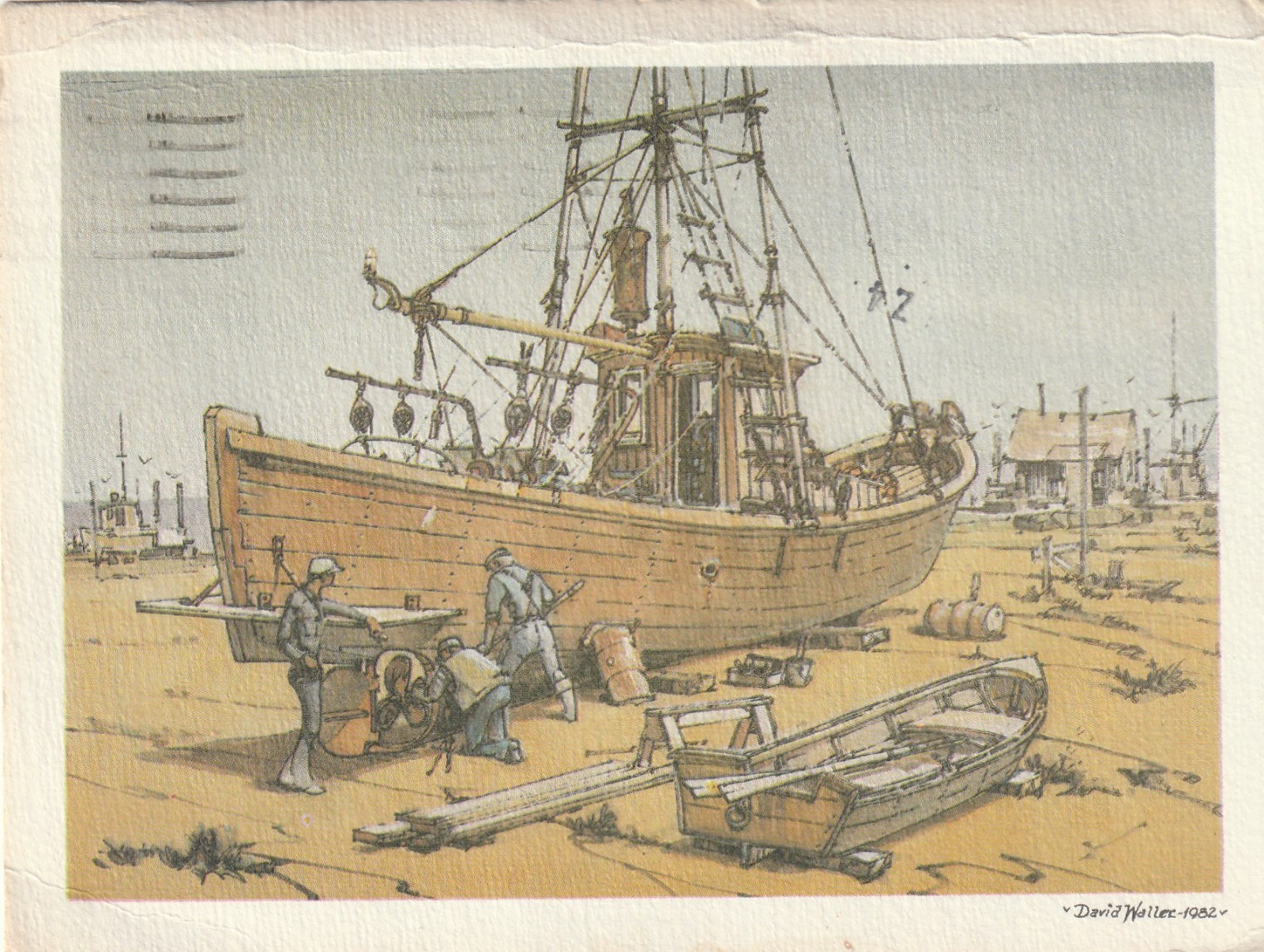 *Ship Postcard-“Repairs Being Done @ The Marina on The Ship” (PM 1982)