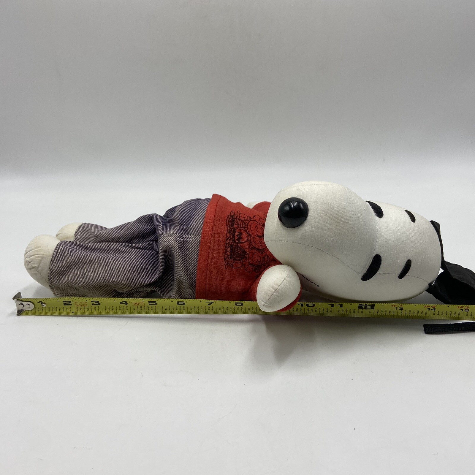 Snoopy Peanuts 1968 Plush Doll Toy Red Logo shirt Denim Blue Jeans Vintage