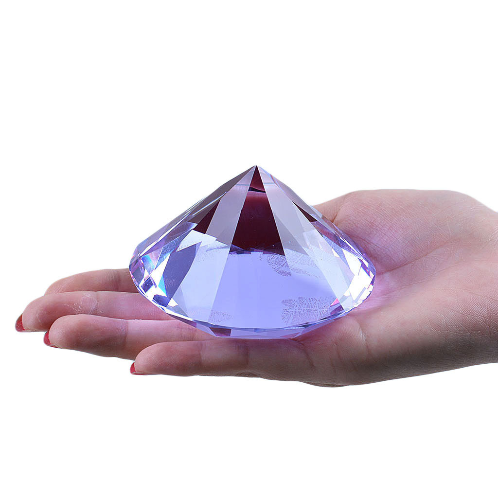 80mm Crystal Diamond Paperweight Solid Color Wedding Gifts 3.15″ W