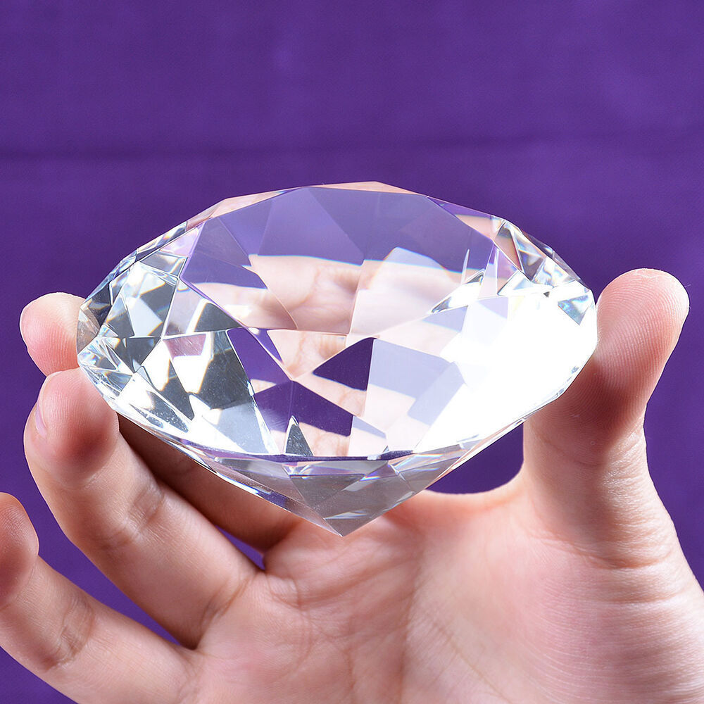 LONGWIN 80mm Crystal Diamond Paperweight Solid Color Wedding Gifts 3.15″ W