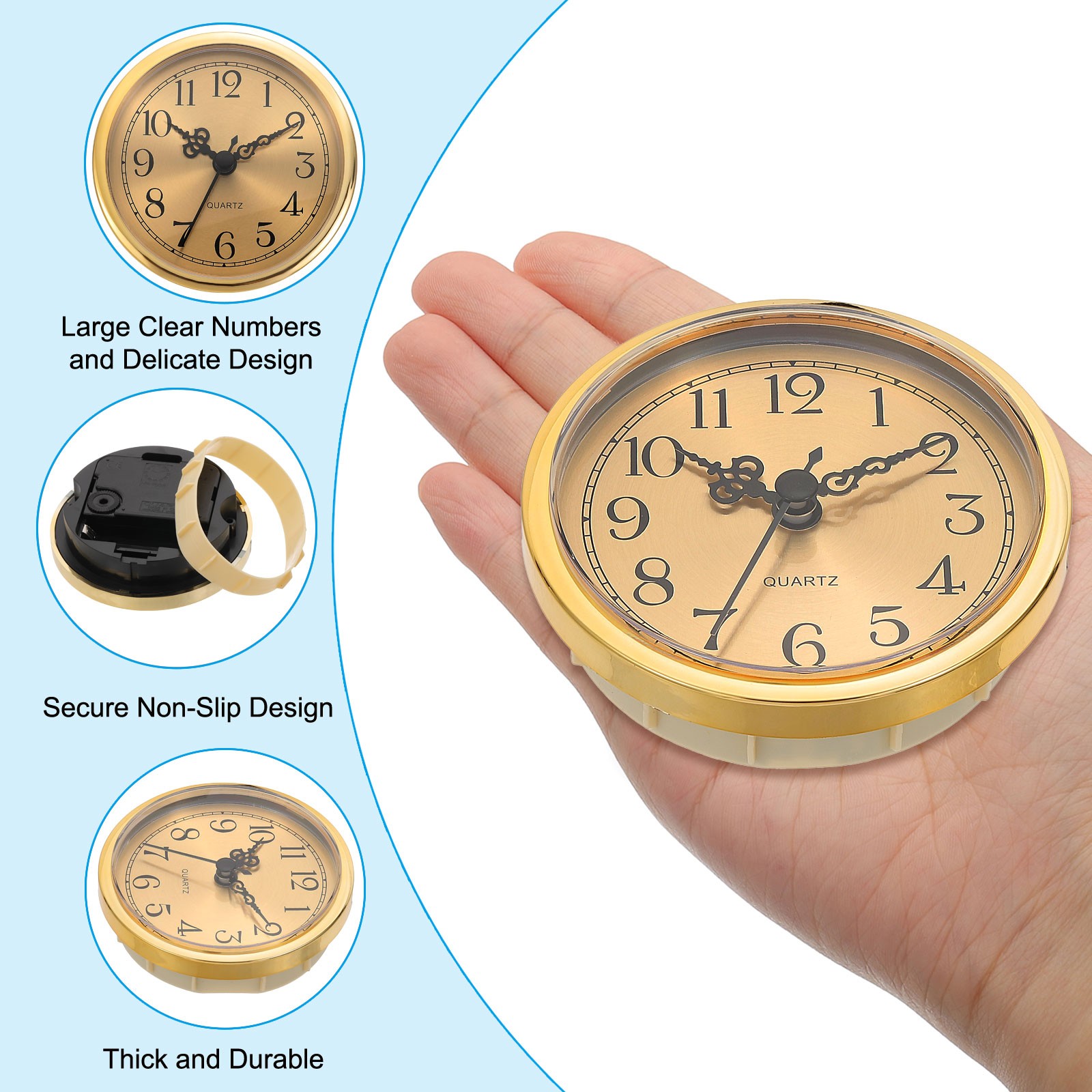 3.5″ 90mm Quartz Arabic Clock Insert Fit 78mm/3.1″ Gold Style 2