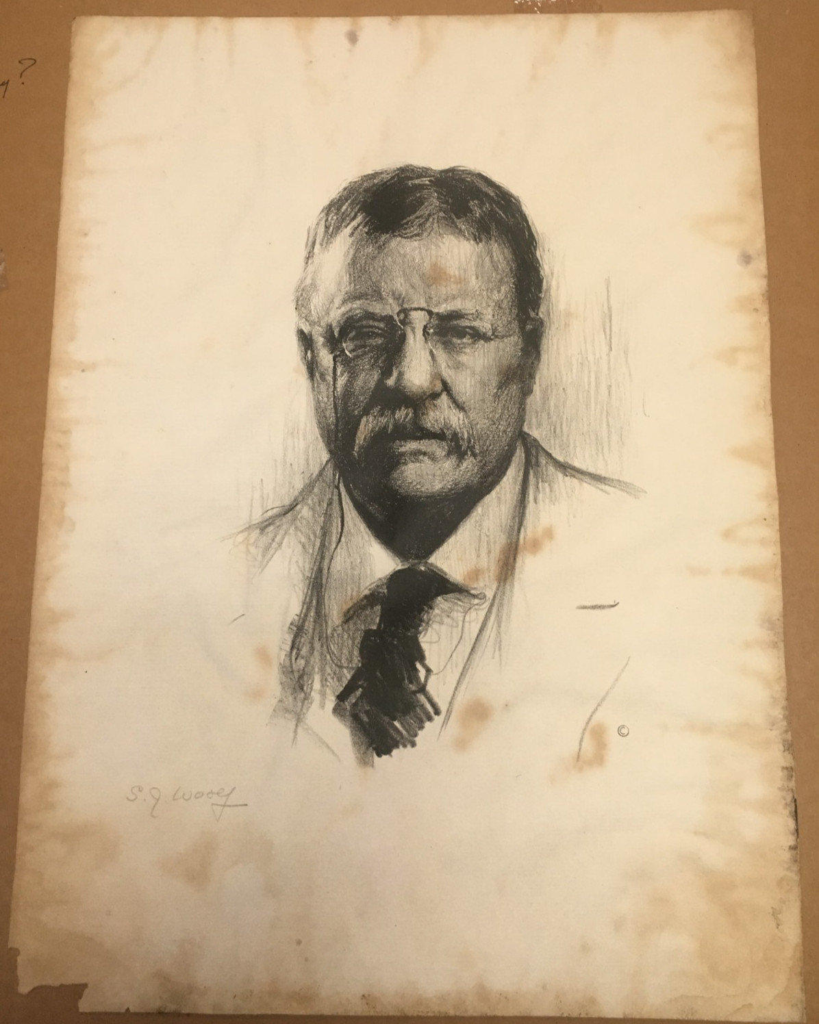 Theodore Roosevelt Lithograph by S. J. Wooy 20″ x 14 3/4″ Portrait