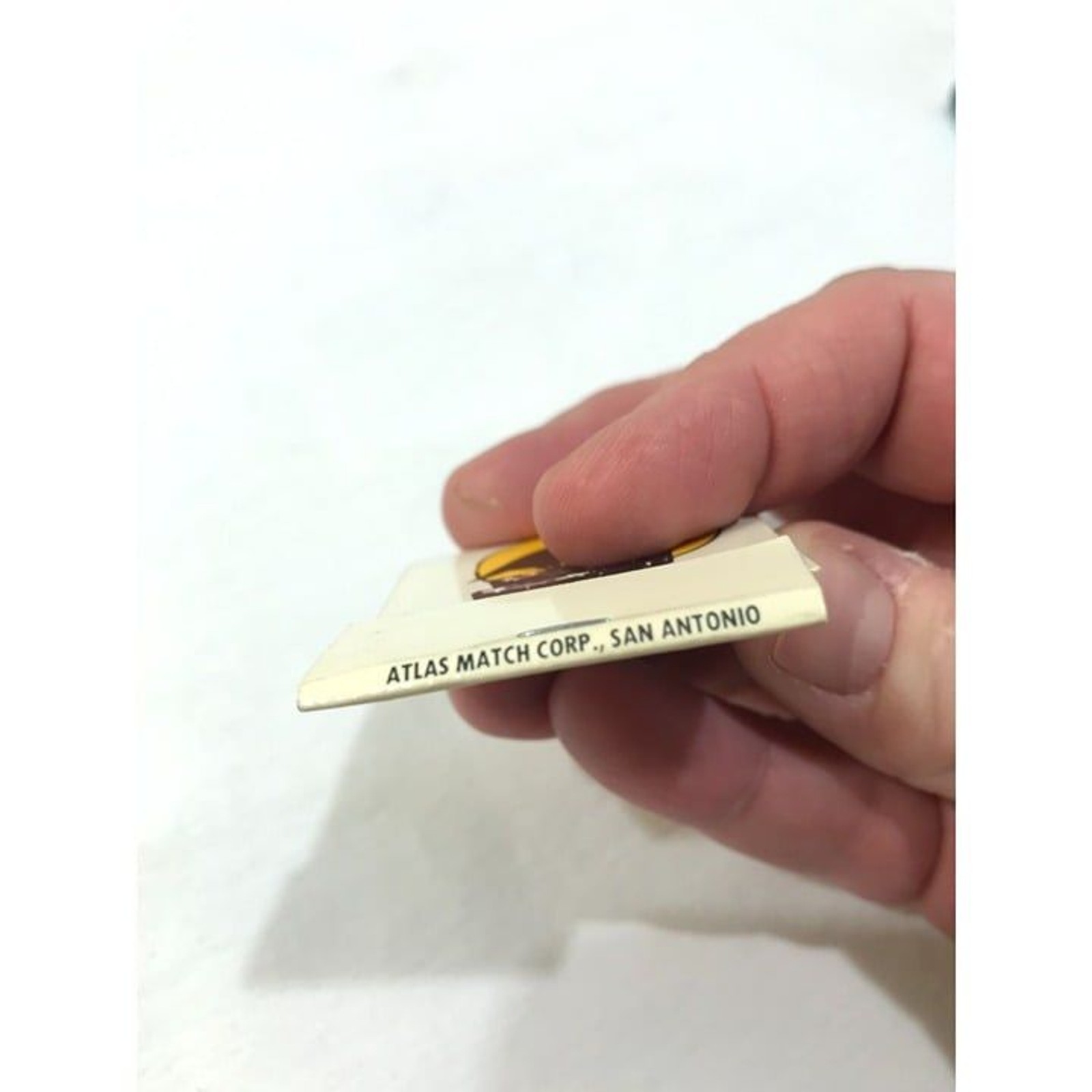 Vintage matchbook with matches, black white yellow, Pelican’s Wharf, Corpus Chri