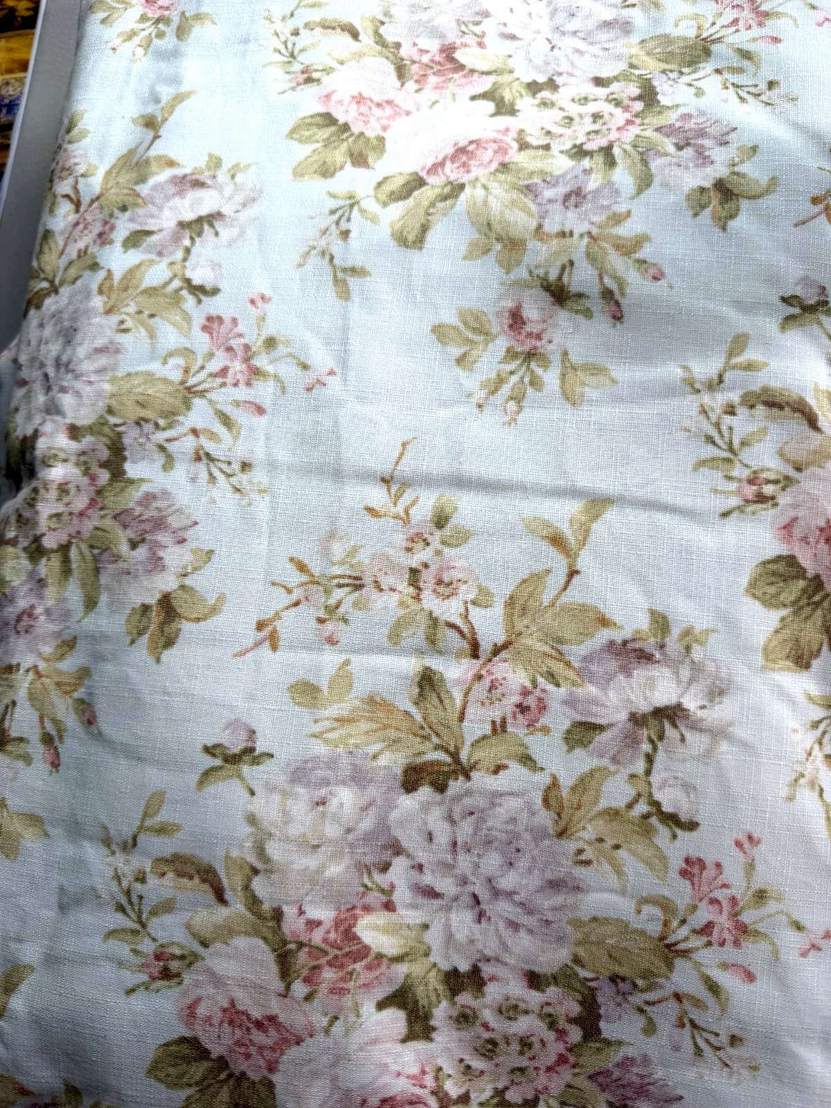 Piper & Wright Curtains Romantic Floral Light Green Flowers 4 Panels Cottagecore