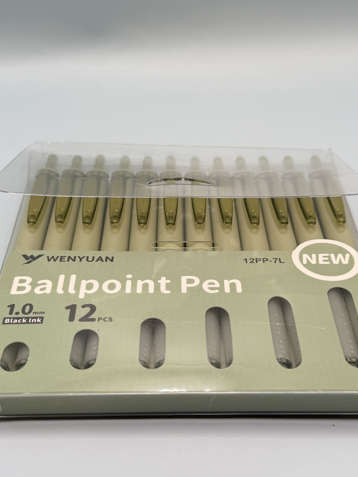 WENYUAN Ballpoint Pens 1.0mm Black Ink 12-Pack Retractable NEW