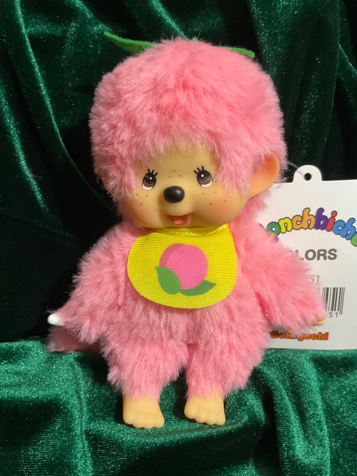 Monchhichi Mascot Sekiguchi PEACH Fruit Colors 5.5 inch Plush Doll