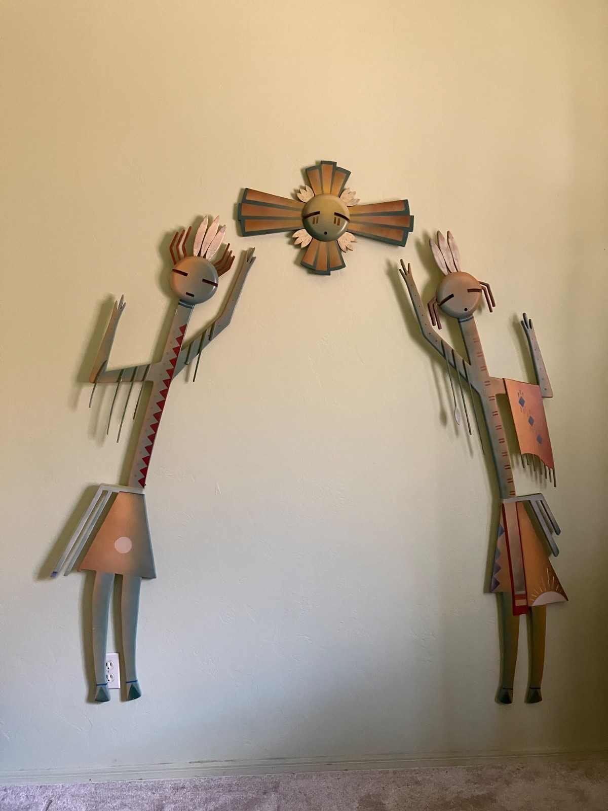 NAVAJO 62 in. CONTEMPORARY WOOD YEI DANCERS BY JOSEPH NIKRASCH III, 3 PIECES